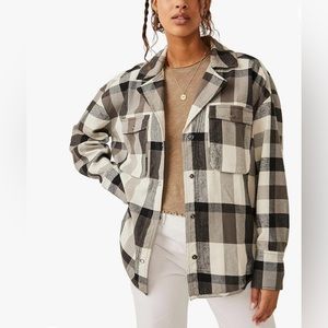 Free People We the Free Size S Cargo Checkered Flannel Shirt Jacket